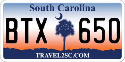 SC license plate BTX650
