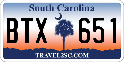 SC license plate BTX651