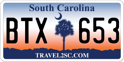 SC license plate BTX653