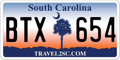 SC license plate BTX654