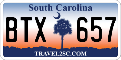 SC license plate BTX657