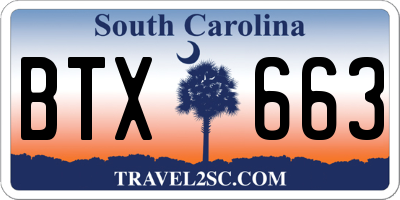 SC license plate BTX663