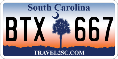 SC license plate BTX667