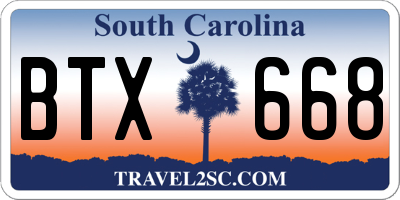 SC license plate BTX668
