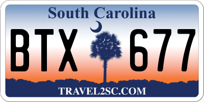 SC license plate BTX677