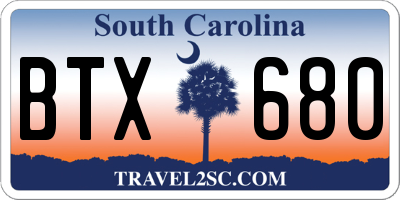 SC license plate BTX680