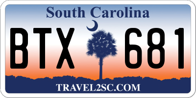 SC license plate BTX681
