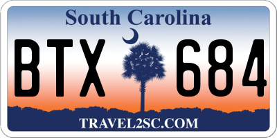 SC license plate BTX684