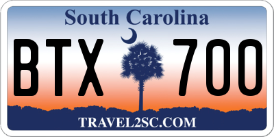 SC license plate BTX700