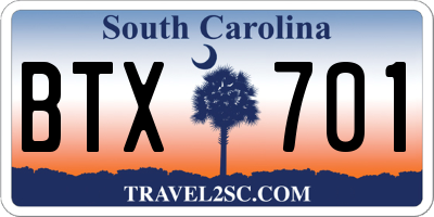 SC license plate BTX701