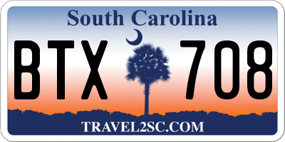 SC license plate BTX708