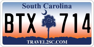 SC license plate BTX714