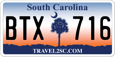 SC license plate BTX716