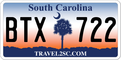 SC license plate BTX722