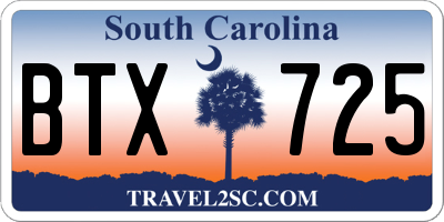 SC license plate BTX725