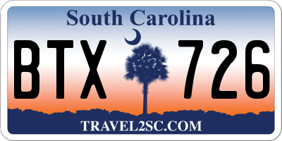 SC license plate BTX726