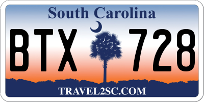 SC license plate BTX728