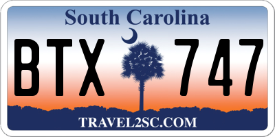 SC license plate BTX747