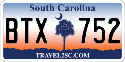SC license plate BTX752