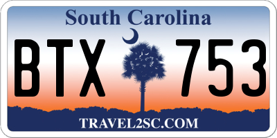 SC license plate BTX753