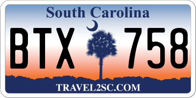 SC license plate BTX758