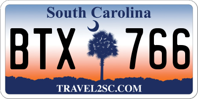 SC license plate BTX766