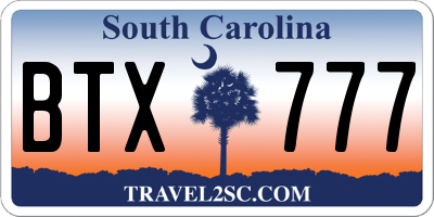 SC license plate BTX777
