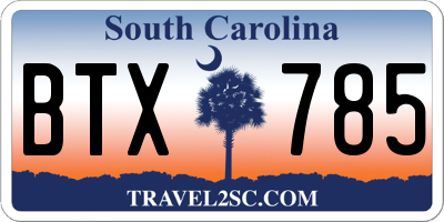 SC license plate BTX785