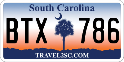 SC license plate BTX786