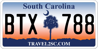 SC license plate BTX788