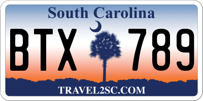 SC license plate BTX789