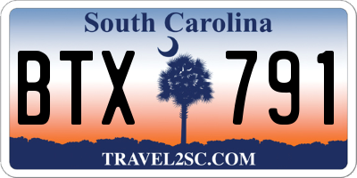 SC license plate BTX791