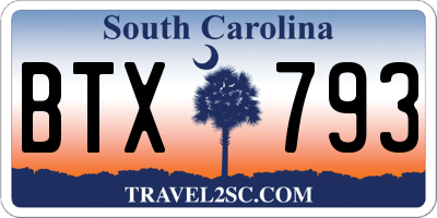 SC license plate BTX793
