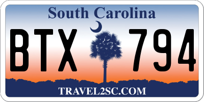 SC license plate BTX794