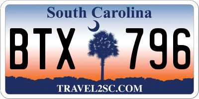 SC license plate BTX796
