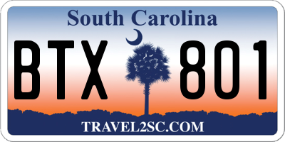 SC license plate BTX801