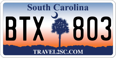 SC license plate BTX803