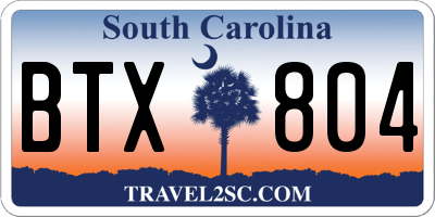 SC license plate BTX804