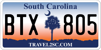 SC license plate BTX805