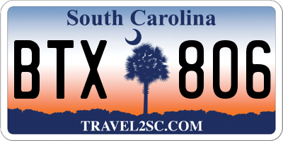 SC license plate BTX806