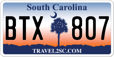 SC license plate BTX807