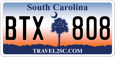 SC license plate BTX808