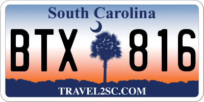SC license plate BTX816