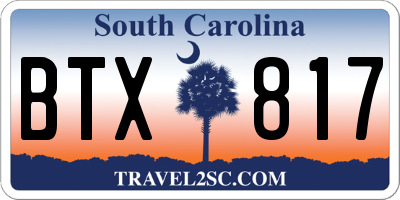 SC license plate BTX817