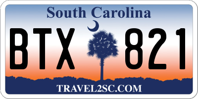 SC license plate BTX821