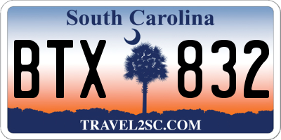 SC license plate BTX832