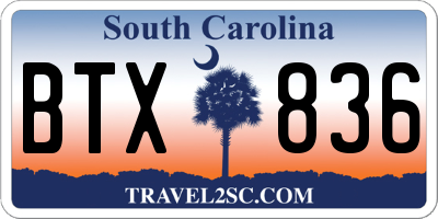 SC license plate BTX836