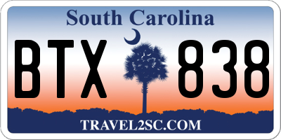 SC license plate BTX838