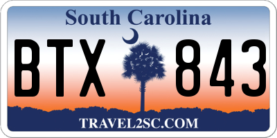 SC license plate BTX843