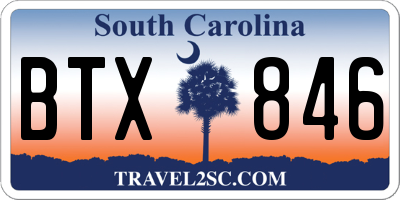 SC license plate BTX846